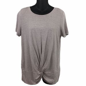 Rachel Zoe striped purple twist front tee top M